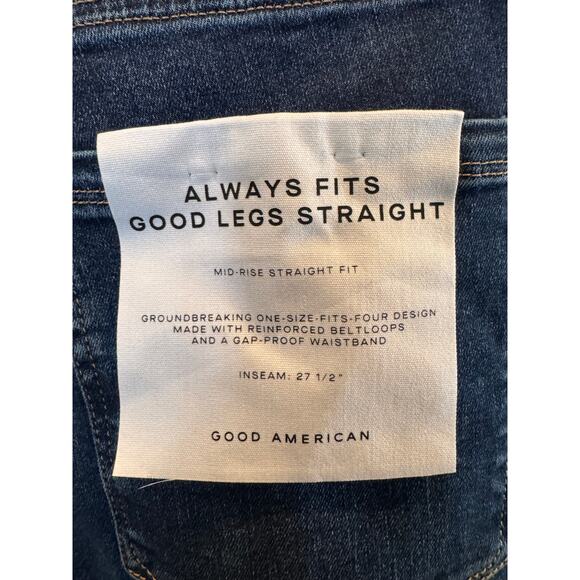 Good American Always Fits Good Legs Straight Jeans 14–18 Indigo Mid-Rise NWT - Picture 6 of 8